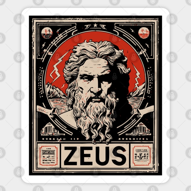 Zeus Portrait | Olympian Wisdom Art Magnet by TuncGK